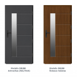 Baranski lauko durys sandelyje DB280 78mm juodi priedai